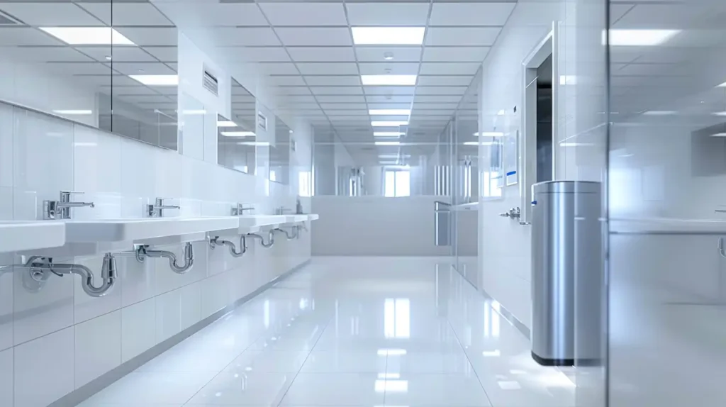 Płytki w biurowych kuchniach i łazienkach