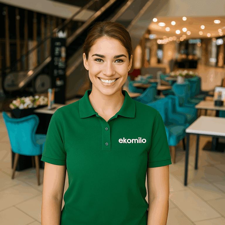 Sprzątanie biur Śródmieście Warszawa – Pracownik Ekomilo dbający o czystość w biurowcach centrum