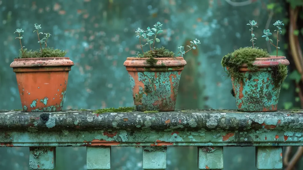 Zielony nalot na balustradach i donicach